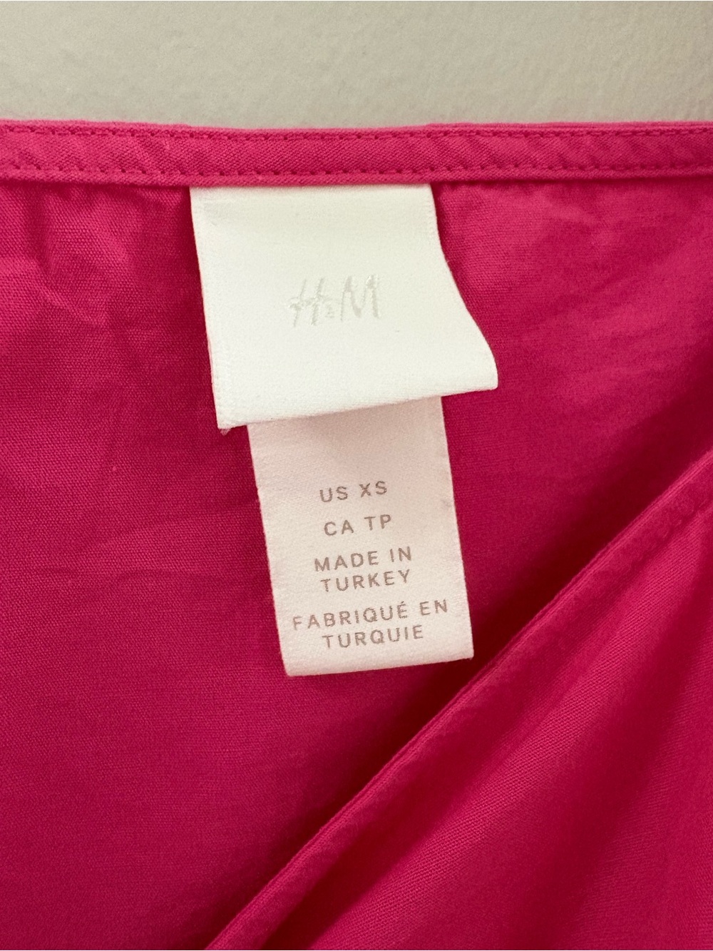 H&M Cerise Pink Smocked Puff Sleeve Dress XS Oversized Babydoll Cottagecore - Picture 3 of 8